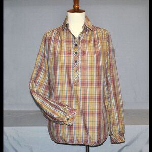 Vintage Gailord Blouse Size Large Retro Plaid Long Sleeve Top